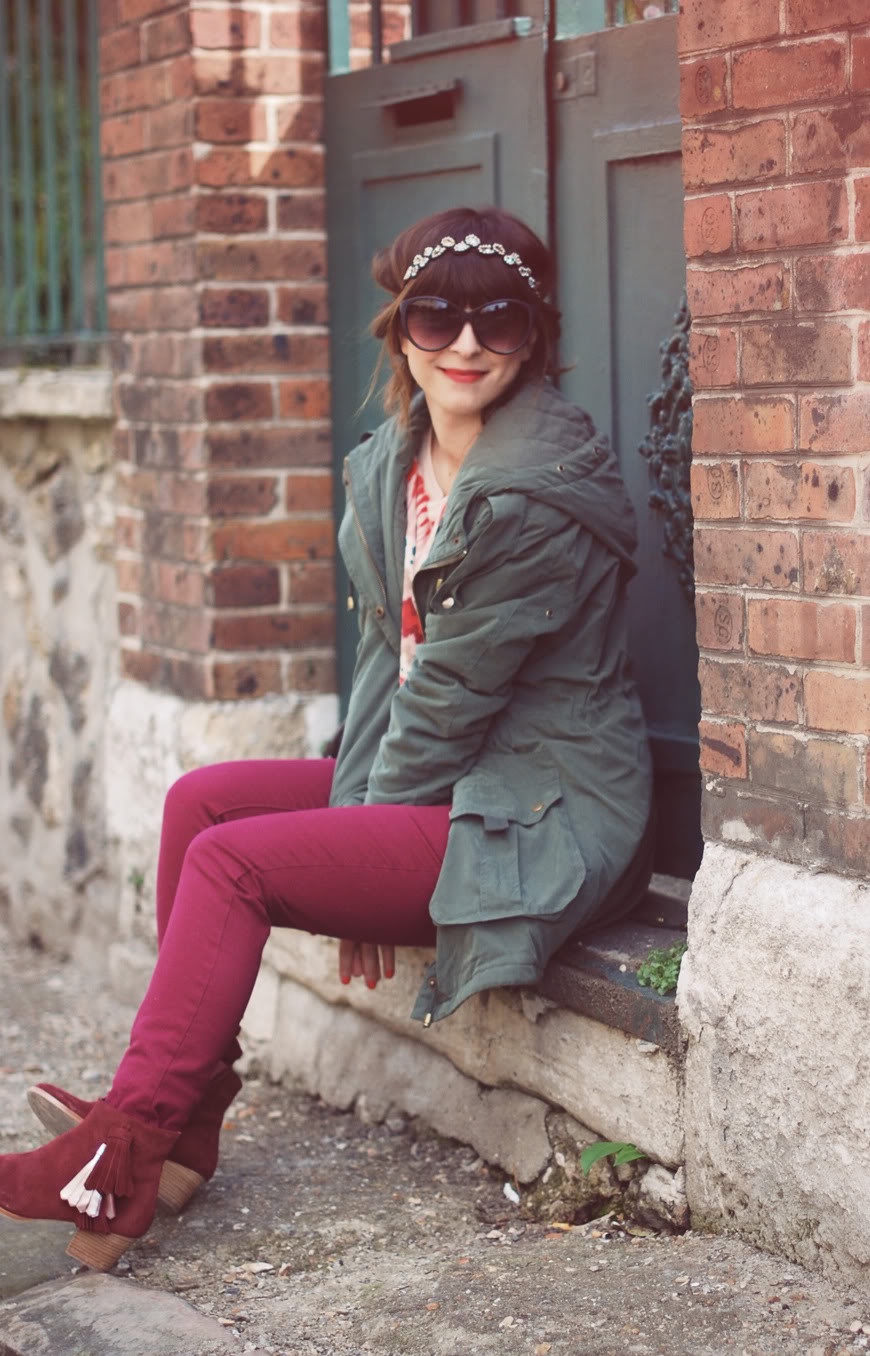 Mesroda Patricia Blanchet boots bordeaux parka Asos streetstyle