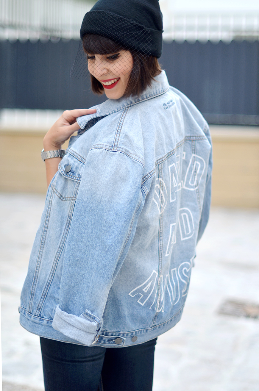 DAZED AND AMUSED 4thandBleeker X Billabong denim jacket Pimkie Camille over the rainbow gris sweat sweater zippé bonnet voilette kitten leopard heels talons Alexander Wang Diego bucket bag Helloitsvalentine