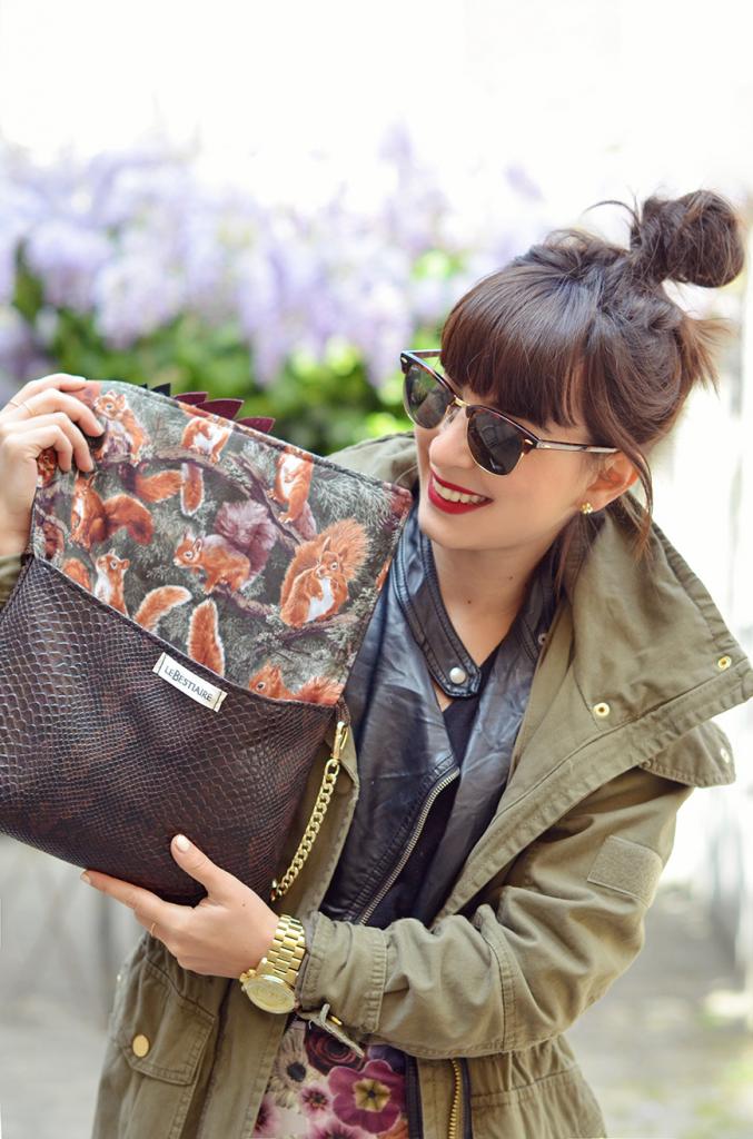 Squirrels Le Bestiaire sac Volatiles Python écureuils look streetstyle Helloitsvalentine parisian Paris french blogger